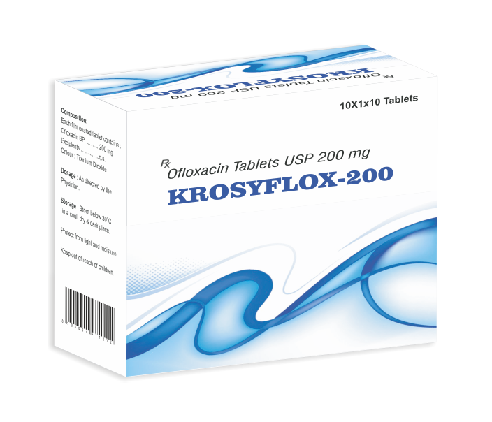Ofloxacin Tablets - Krosyl Pharmaceutical - Exporter from india - Pharmaceutical product Manufacturer