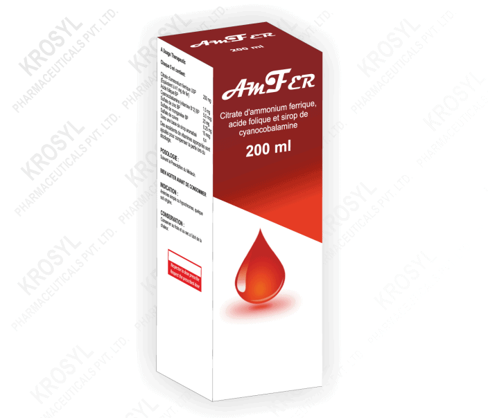 AMFER SYRUP - SYRUP FOR VITAMIN B12 - SYRUP FOR IRON DEFICIENCY - SYRUP MANUFACTURER IN INDIA - KROSYL PHARMACEUTICALS