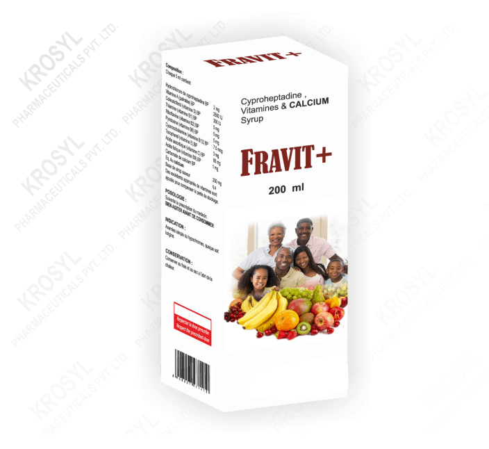 Fravit Syrup - syrup for weight gain - vitamin syrup - syrup manufacturere and exporter - krosyl pharmaceuticals pvt. ltd.