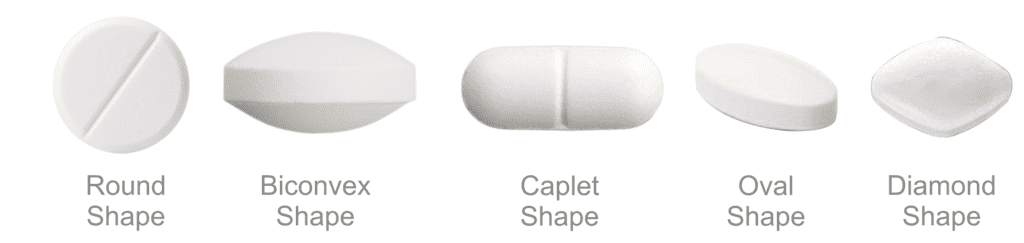 shapes of different type of medicine pills and tablets 